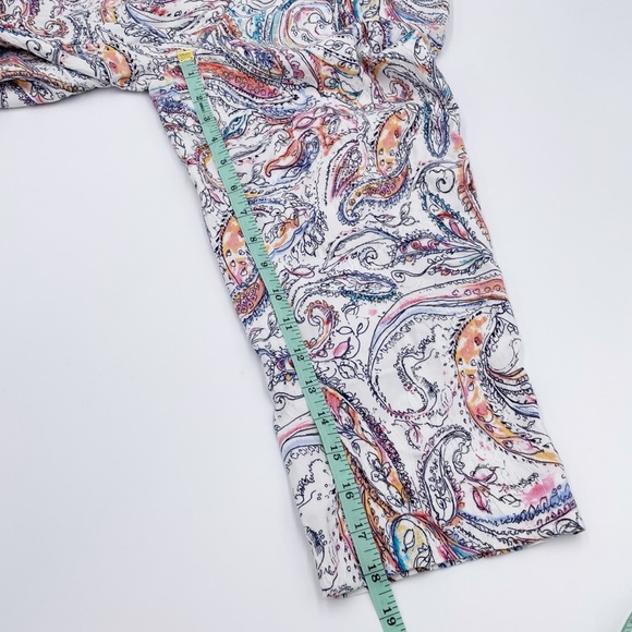 Lisette L Montreal Slim Cropped Pants Coral Reef Jacquard Peach Printed Size 6 - Picture 10 of 10